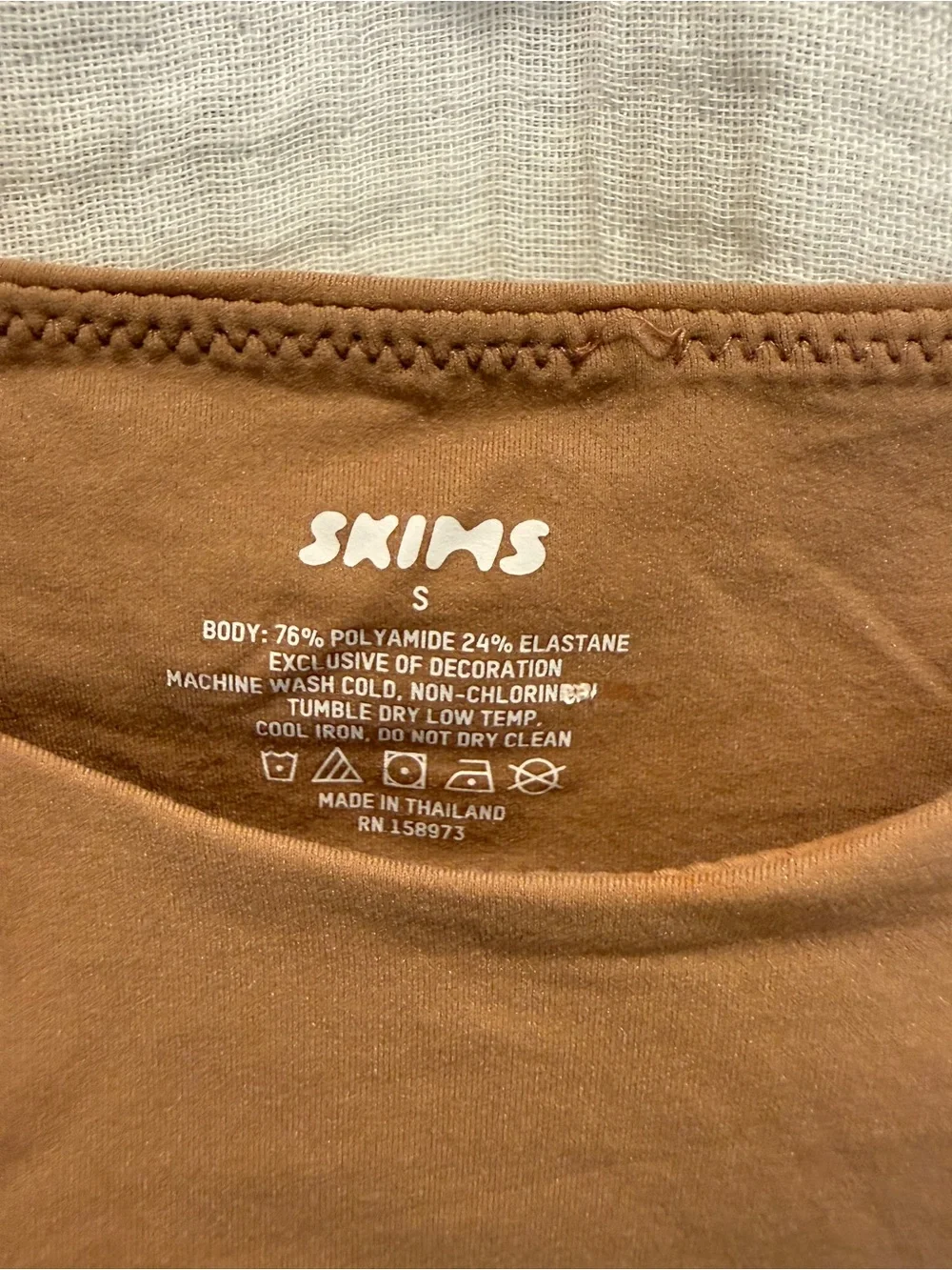 SKIMS Fits Everybody High Neck Thong Bodysuit Tan Sienna Brown